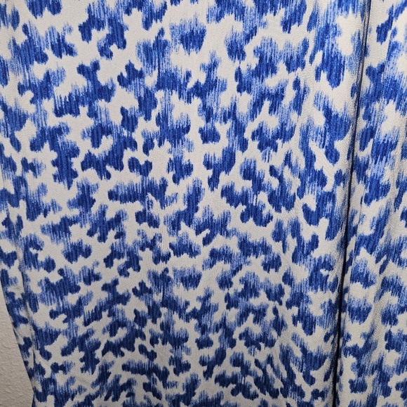 Michael Kors MK Gold Chain Blue Sky Puffy Clouds Midi Dress M NWOT - Picture 5 of 8